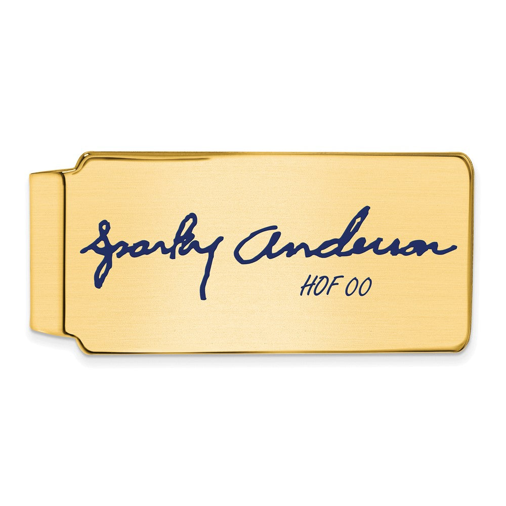 14K Gold Plated Silver Sparky Anderson HOF Epoxy Signature Money Clip, Item M11685 by The Black Bow Jewelry Co.