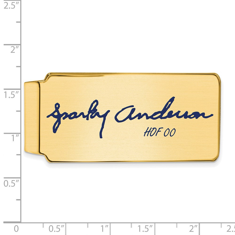 Alternate view of the 14K Gold Plated Silver Sparky Anderson HOF Epoxy Signature Money Clip by The Black Bow Jewelry Co.