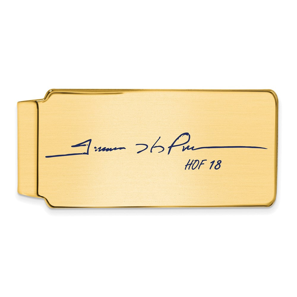 14K Gold Plated Silver Trevor Hoffman HOF Epoxy Signature Money Clip, Item M11687 by The Black Bow Jewelry Co.