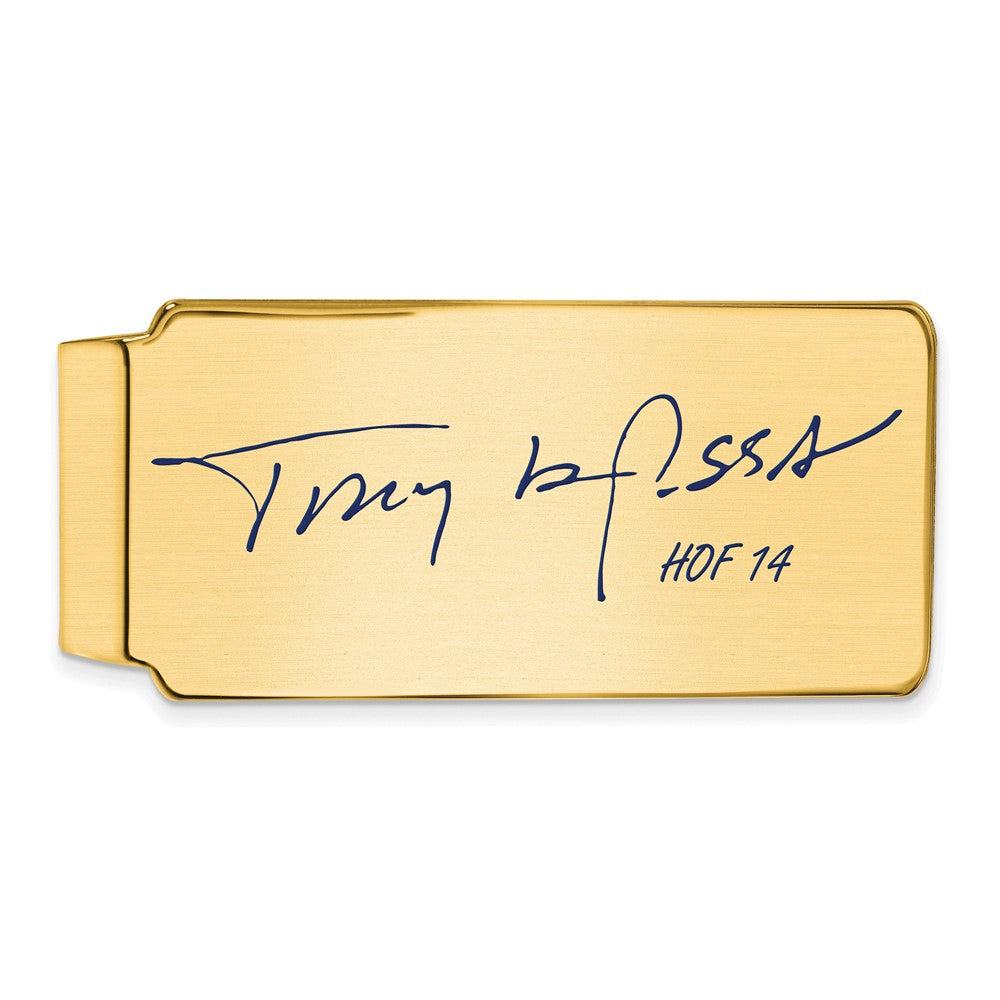 14K Gold Plated Silver Tony La Russa HOF Epoxy Signature Money Clip, Item M11688 by The Black Bow Jewelry Co.