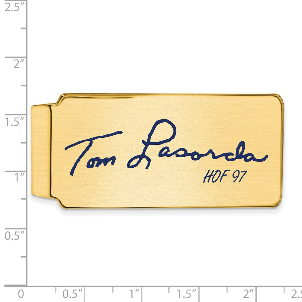 Alternate view of the 14K Gold Plated Silver Tom Lasorda HOF Epoxy Signature Money Clip by The Black Bow Jewelry Co.