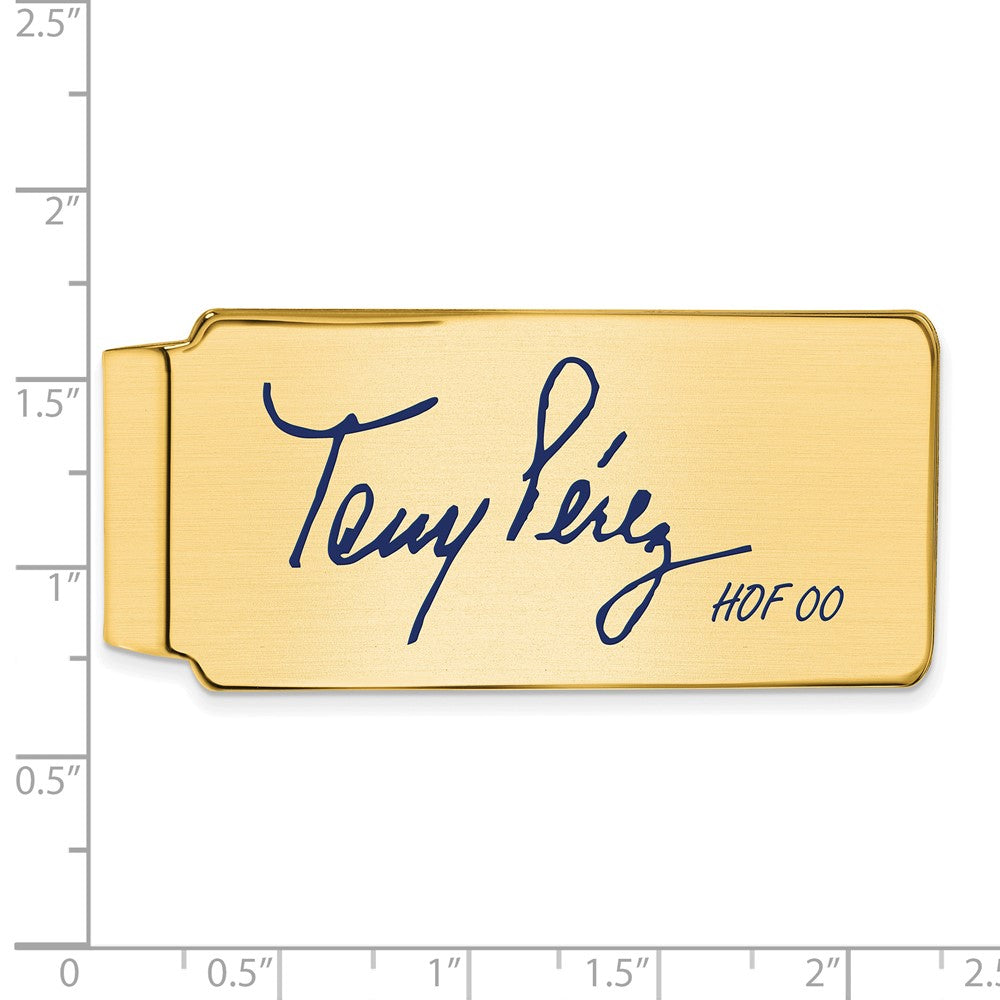 Alternate view of the 14K Gold Plated Silver Tony Perez HOF Epoxy Signature Money Clip by The Black Bow Jewelry Co.