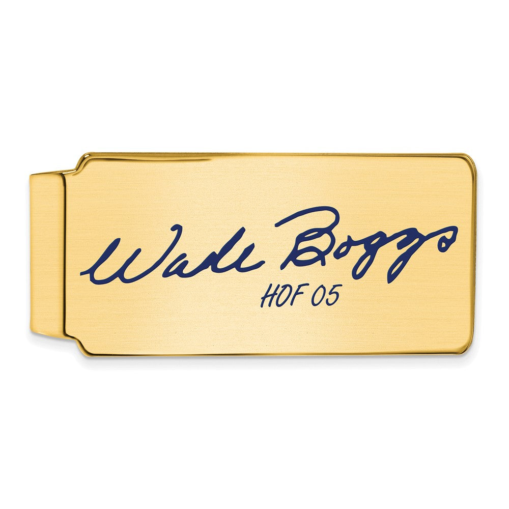 14K Gold Plated Silver Wade Boggs HOF Epoxy Signature Money Clip, Item M11694 by The Black Bow Jewelry Co.