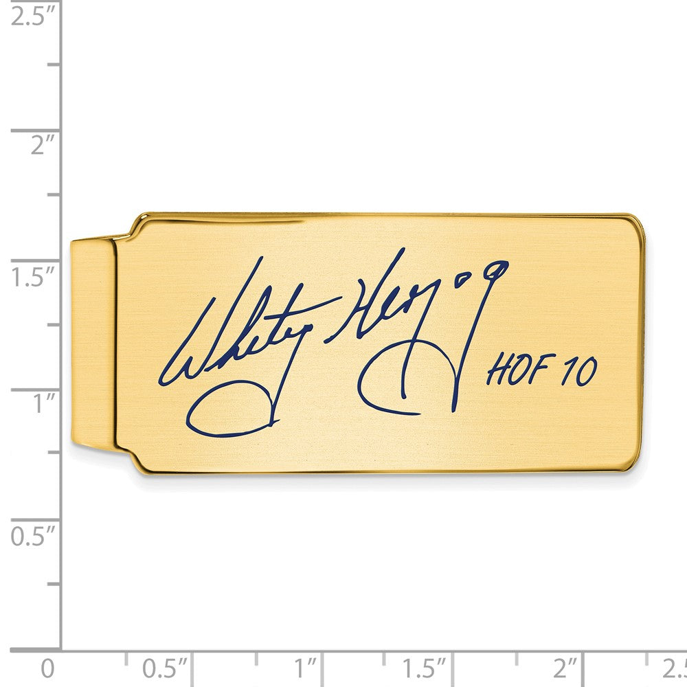 Alternate view of the 14K Gold Plated Silver Whitey Herzog HOF Epoxy Signature Money Clip by The Black Bow Jewelry Co.