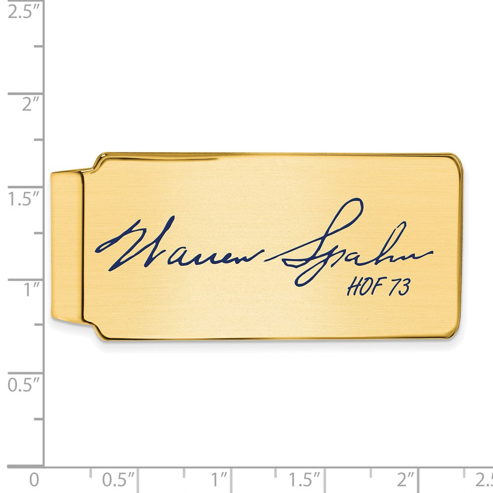 Alternate view of the 14K Gold Plated Silver Warren Spahn HOF Epoxy Signature Money Clip by The Black Bow Jewelry Co.