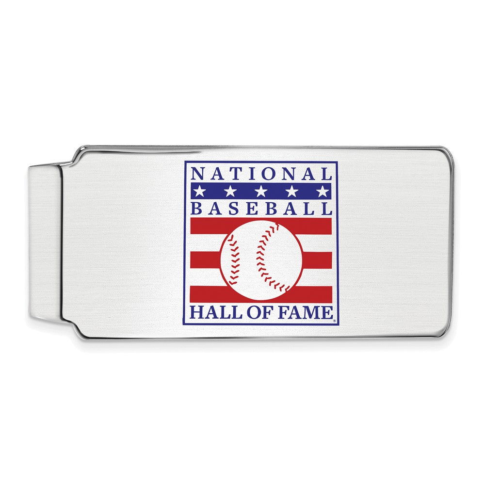 Sterling Silver & Epoxy Hall of Fame Brushed Fold Over Money Clip, Item M11699 by The Black Bow Jewelry Co.