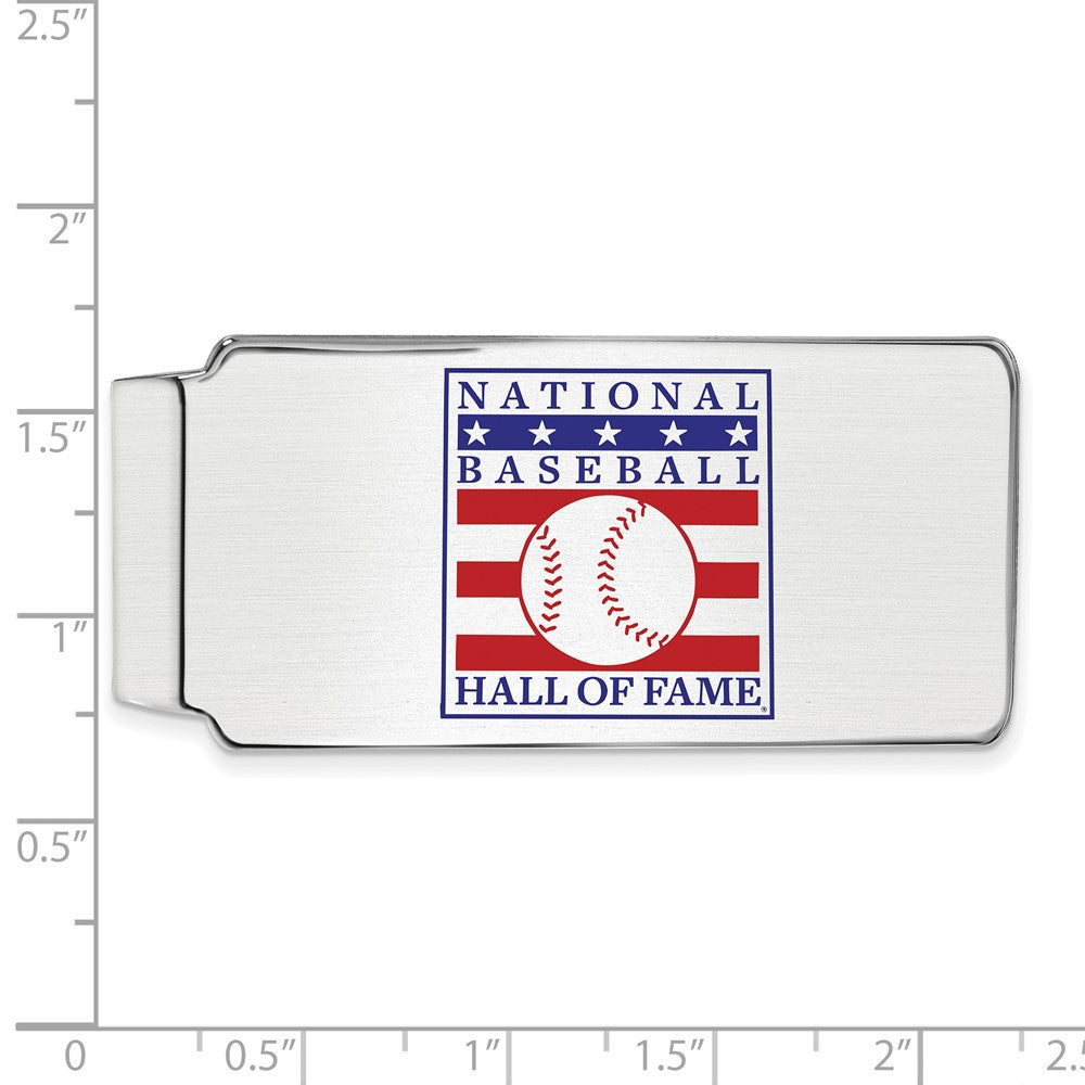 Alternate view of the Sterling Silver & Epoxy Hall of Fame Brushed Fold Over Money Clip by The Black Bow Jewelry Co.
