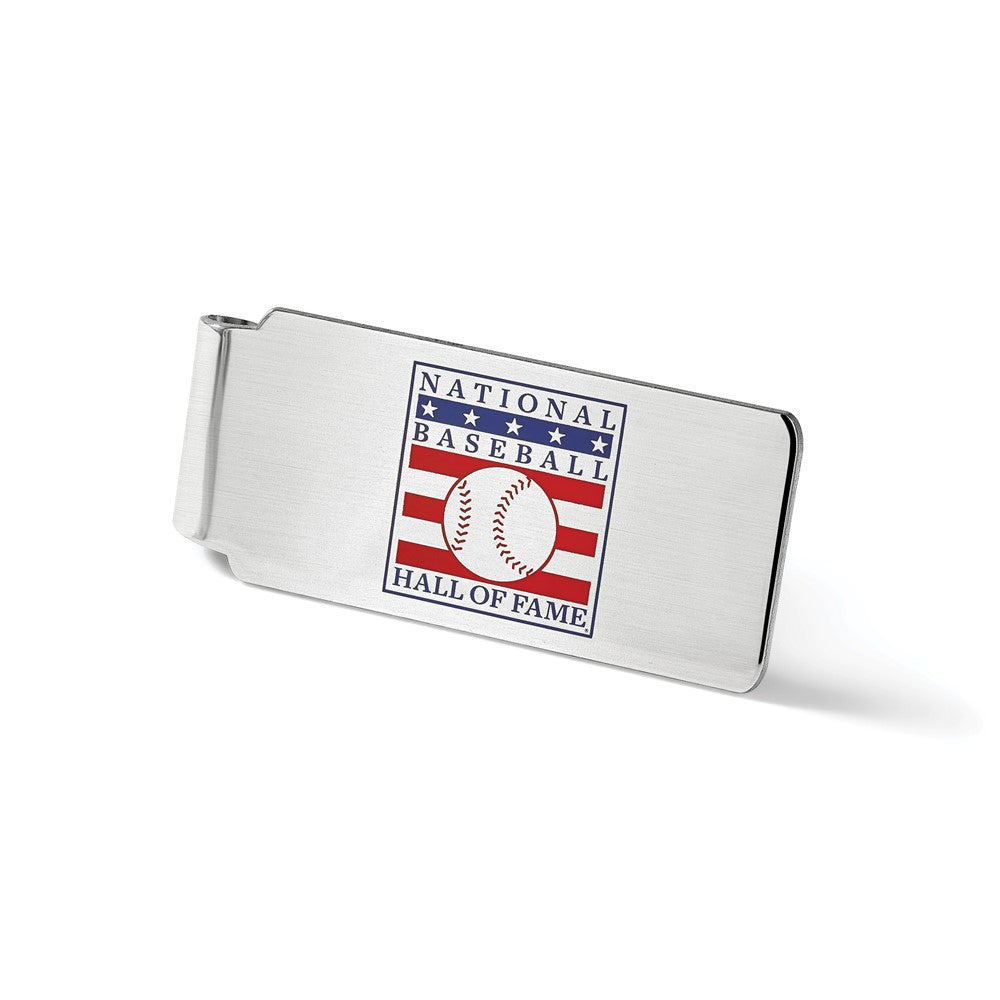 Alternate view of the Sterling Silver & Epoxy Hall of Fame Brushed Fold Over Money Clip by The Black Bow Jewelry Co.