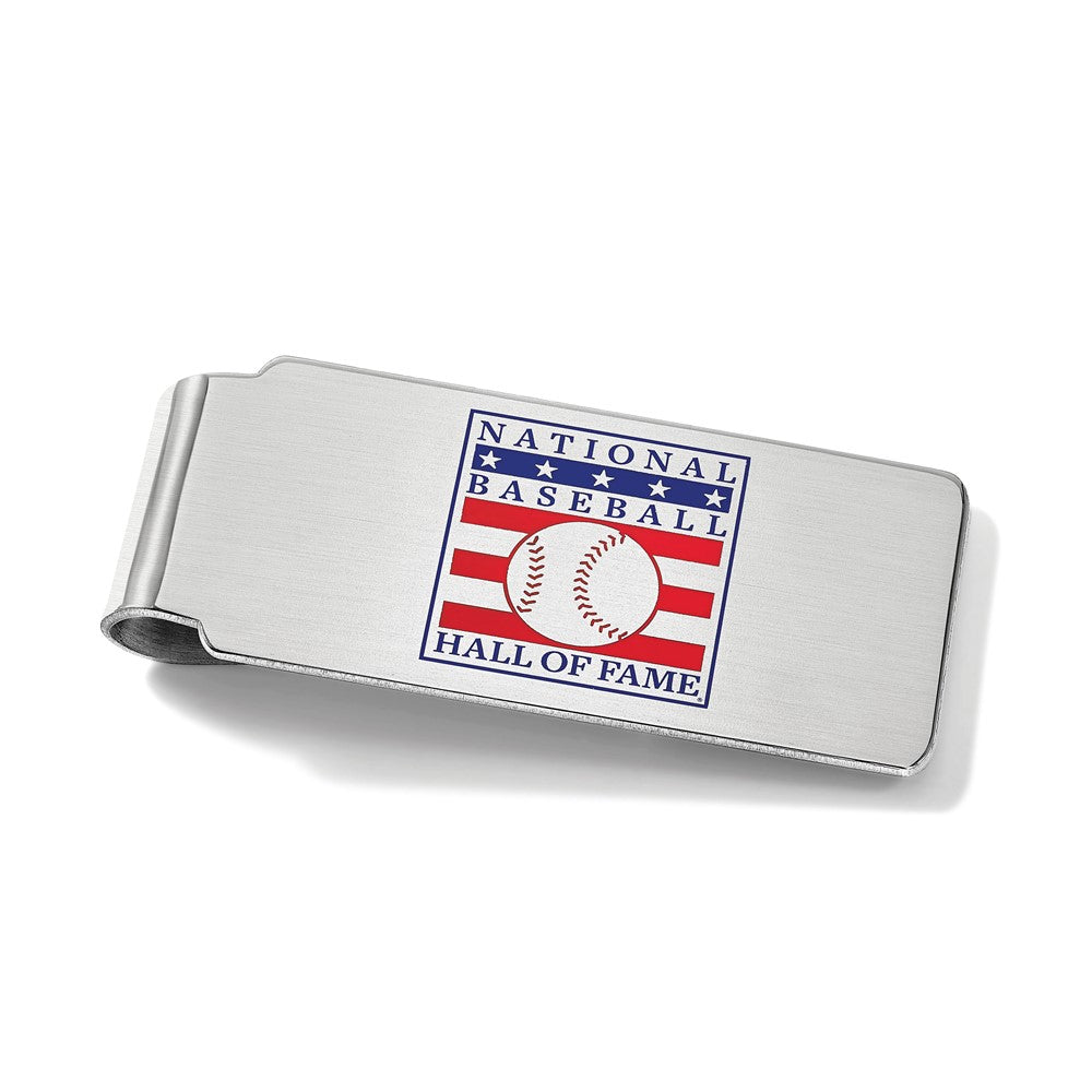 Alternate view of the Sterling Silver & Epoxy Hall of Fame Brushed Fold Over Money Clip by The Black Bow Jewelry Co.