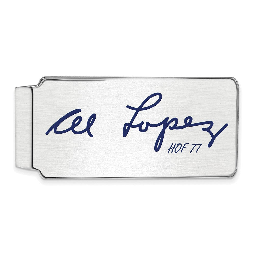 Sterling Silver Al Lopez Hall of Fame Epoxy Signature Money Clip, Item M11701 by The Black Bow Jewelry Co.