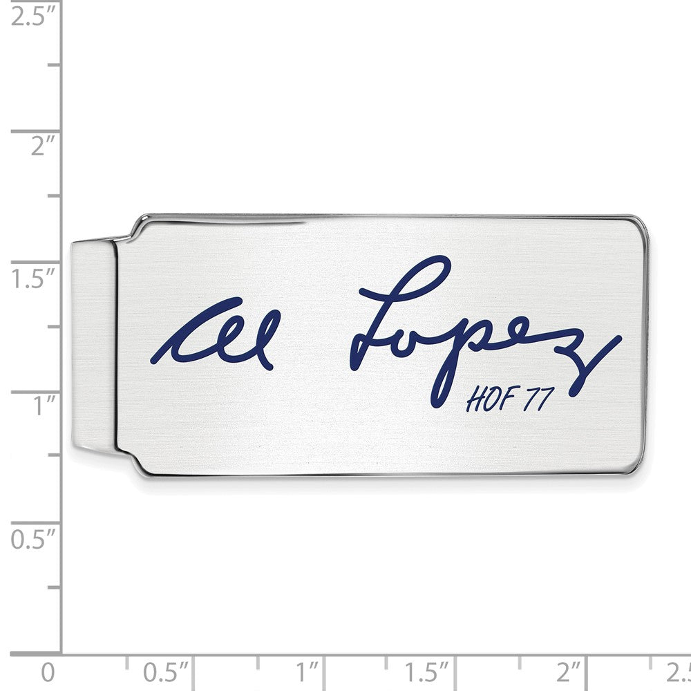 Alternate view of the Sterling Silver Al Lopez Hall of Fame Epoxy Signature Money Clip by The Black Bow Jewelry Co.