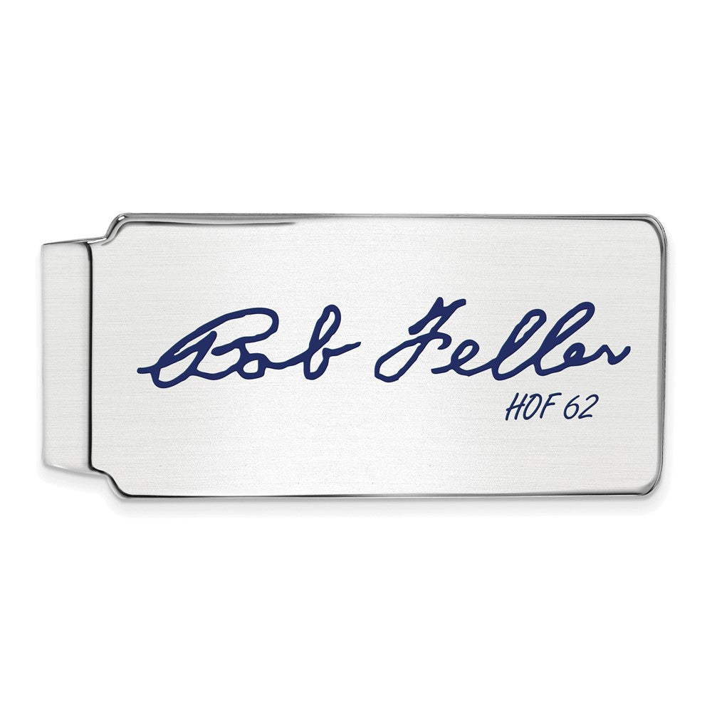 Sterling Silver Bob Feller Hall of Fame Epoxy Signature Money Clip, Item M11705 by The Black Bow Jewelry Co.