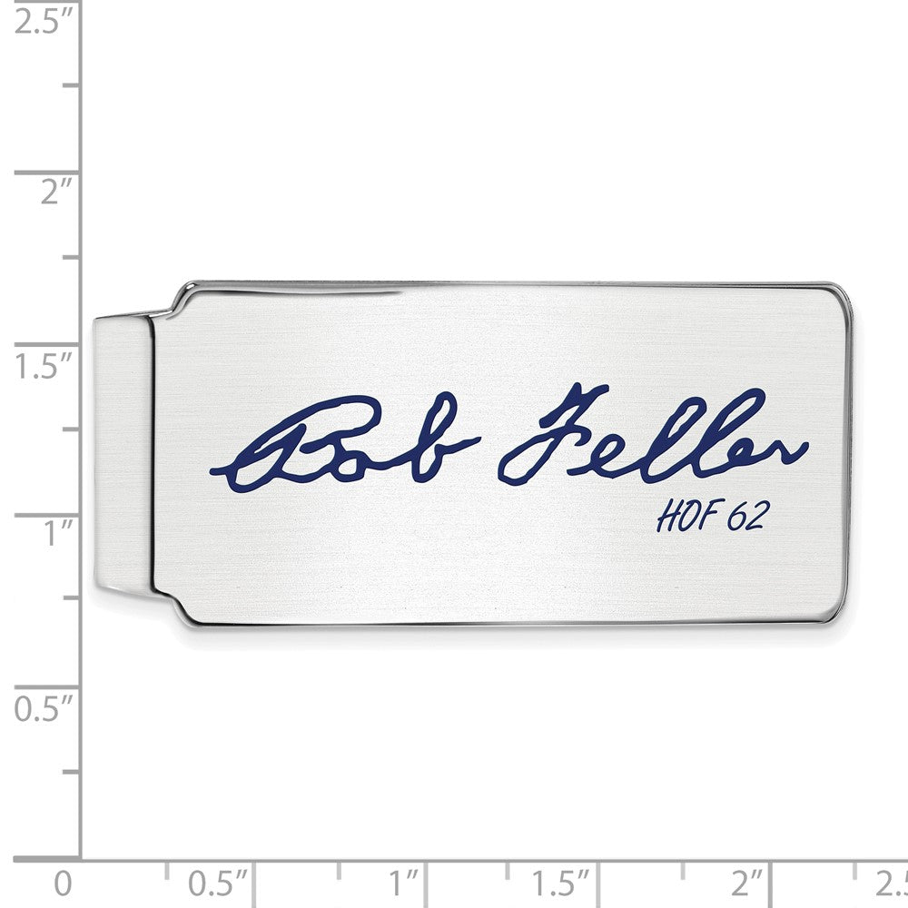 Alternate view of the Sterling Silver Bob Feller Hall of Fame Epoxy Signature Money Clip by The Black Bow Jewelry Co.