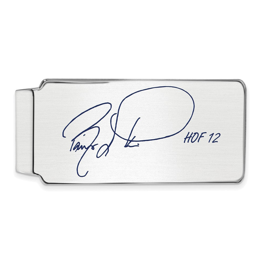 Sterling Silver Barry Larkin Hall of Fame Epoxy Signature Money Clip, Item M11706 by The Black Bow Jewelry Co.
