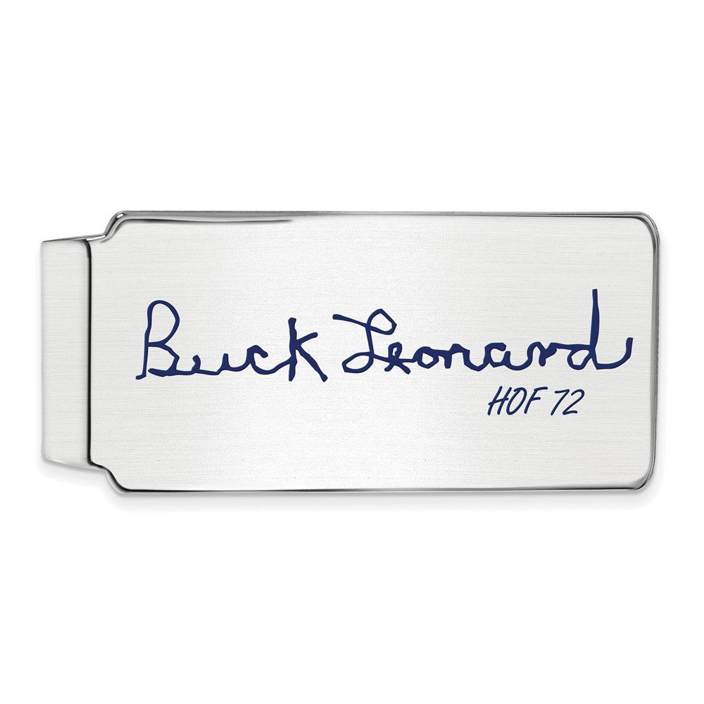 Sterling Silver Buck Leonard Hall of Fame Epoxy Signature Money Clip, Item M11707 by The Black Bow Jewelry Co.