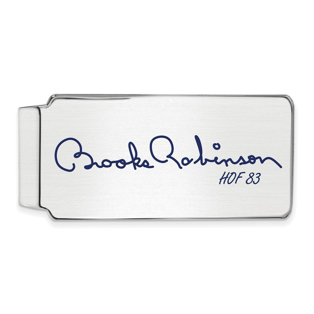 Sterling Silver Brooks Robinson HOF Epoxy Signature Money Clip, Item M11710 by The Black Bow Jewelry Co.