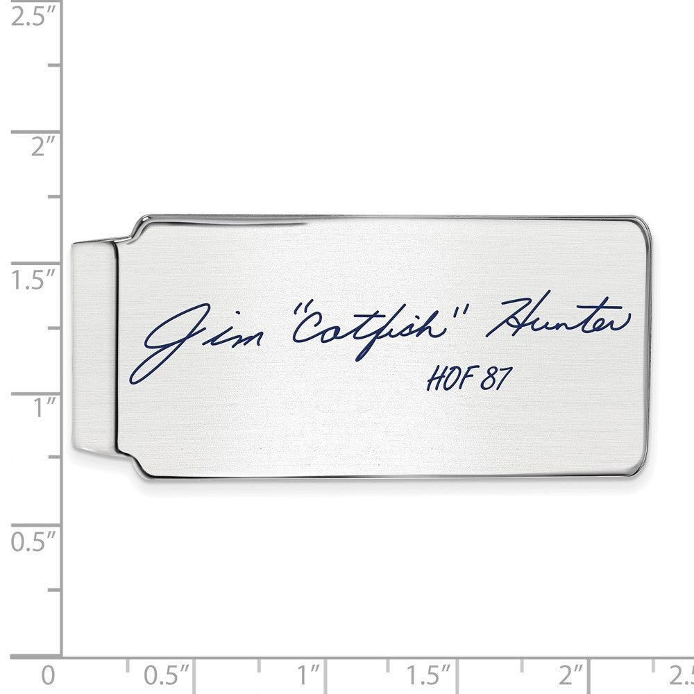 Alternate view of the Sterling Silver Catfish Hunter Hall of Fame Epoxy Signature Money Clip by The Black Bow Jewelry Co.