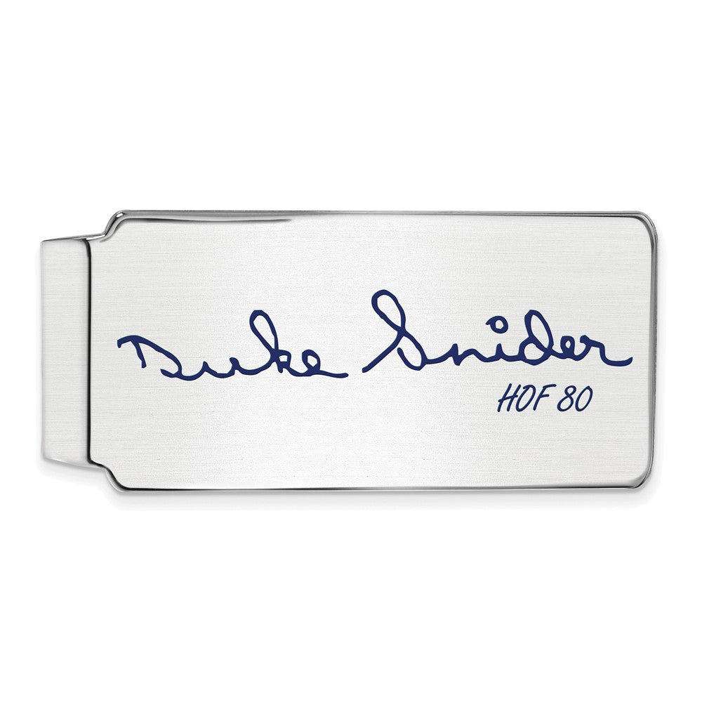 Sterling Silver Duke Snider Hall of Fame Epoxy Signature Money Clip, Item M11715 by The Black Bow Jewelry Co.