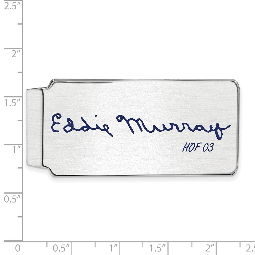 Alternate view of the Sterling Silver Eddie Murray Hall of Fame Epoxy Signature Money Clip by The Black Bow Jewelry Co.