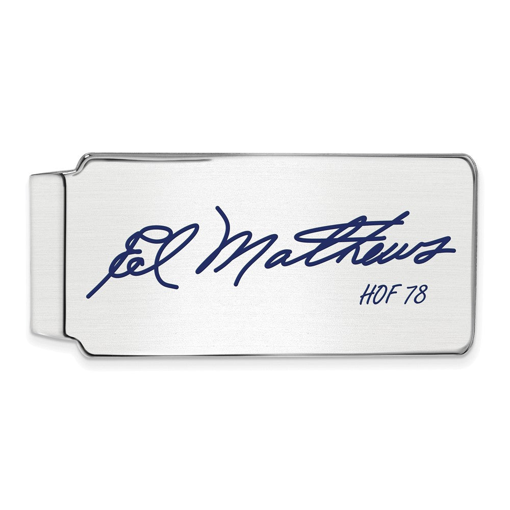Sterling Silver Eddie Mathews Hall of Fame Epoxy Signature Money Clip, Item M11720 by The Black Bow Jewelry Co.