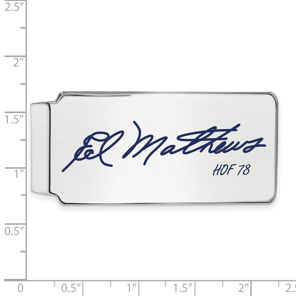 Alternate view of the Sterling Silver Eddie Mathews Hall of Fame Epoxy Signature Money Clip by The Black Bow Jewelry Co.