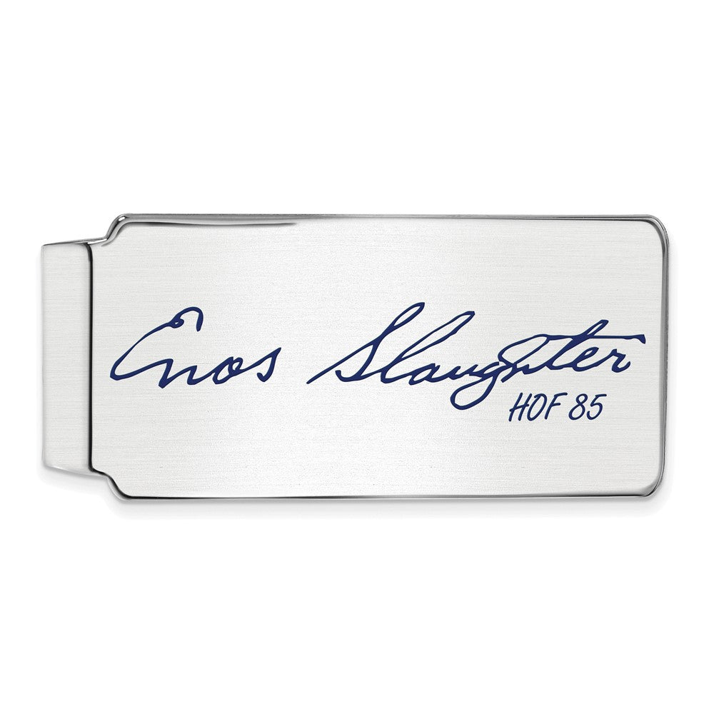 Sterling Silver Enos Slaughter Hall of Fame Epoxy Signature Money Clip, Item M11721 by The Black Bow Jewelry Co.