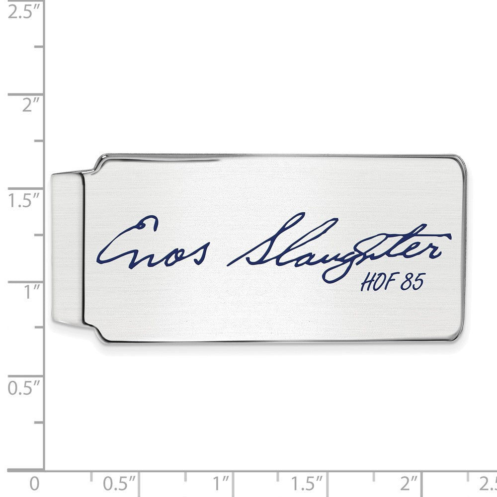 Alternate view of the Sterling Silver Enos Slaughter Hall of Fame Epoxy Signature Money Clip by The Black Bow Jewelry Co.