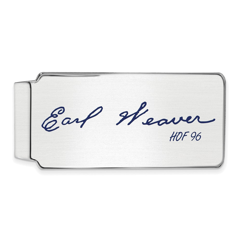 Sterling Silver Earl Weaver Hall of Fame Epoxy Signature Money Clip, Item M11723 by The Black Bow Jewelry Co.