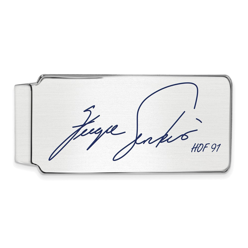 Sterling Silver Fergie Jenkins Hall of Fame Epoxy Signature Money Clip, Item M11724 by The Black Bow Jewelry Co.