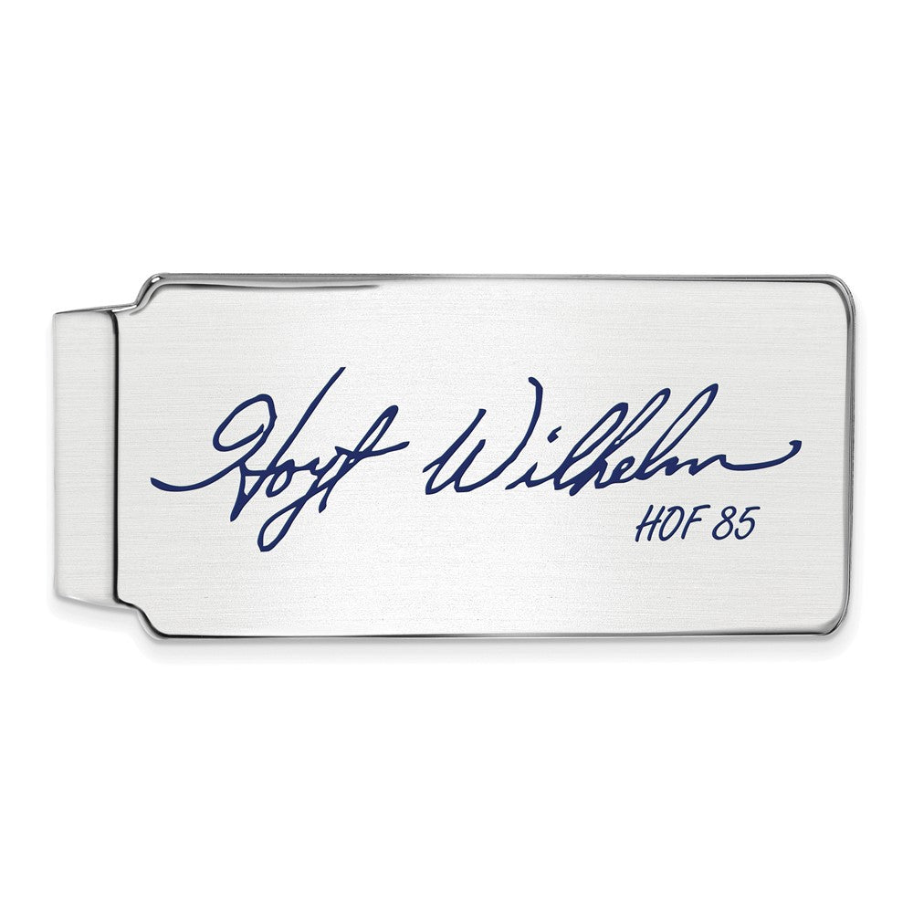 Sterling Silver Hoyt Wilhelm Hall of Fame Epoxy Signature Money Clip, Item M11732 by The Black Bow Jewelry Co.