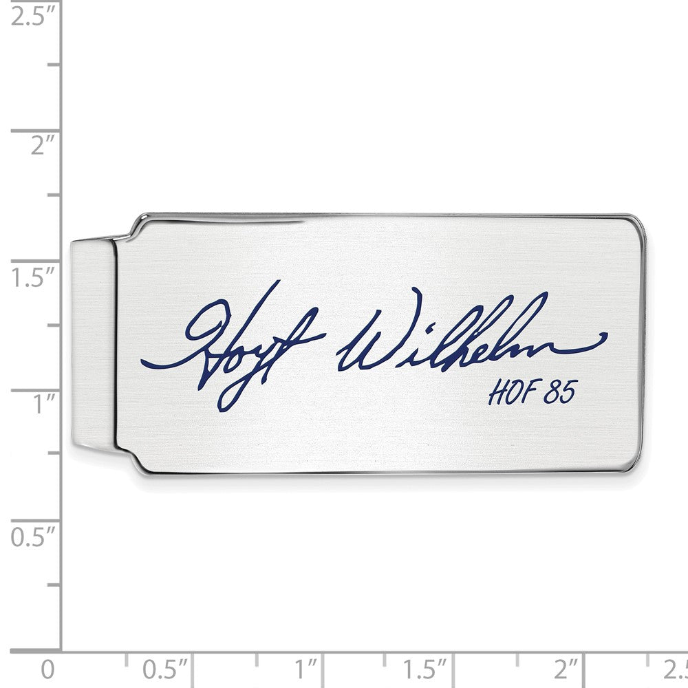Alternate view of the Sterling Silver Hoyt Wilhelm Hall of Fame Epoxy Signature Money Clip by The Black Bow Jewelry Co.