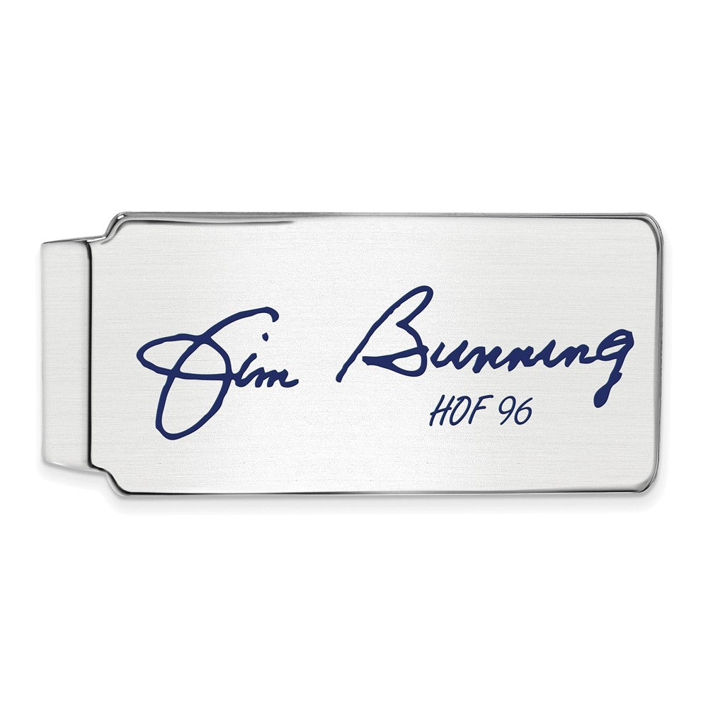 Sterling Silver Jim Bunning Hall of Fame Epoxy Signature Money Clip, Item M11735 by The Black Bow Jewelry Co.