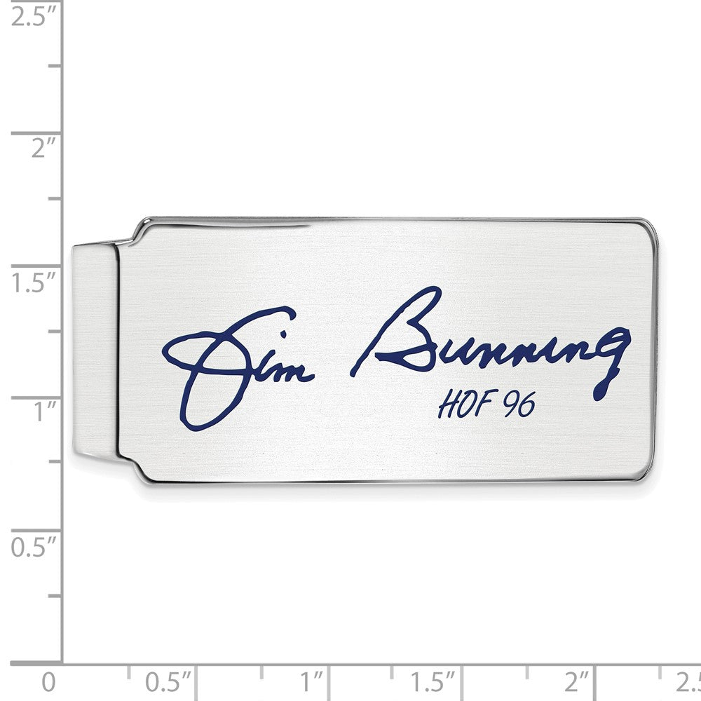 Alternate view of the Sterling Silver Jim Bunning Hall of Fame Epoxy Signature Money Clip by The Black Bow Jewelry Co.