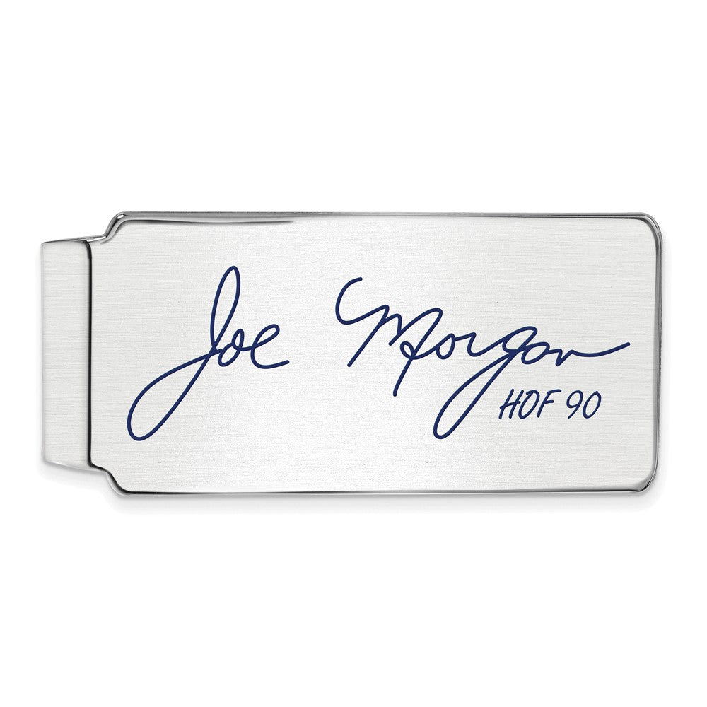Sterling Silver Joe Morgan Hall of Fame Epoxy Signature Money Clip, Item M11738 by The Black Bow Jewelry Co.