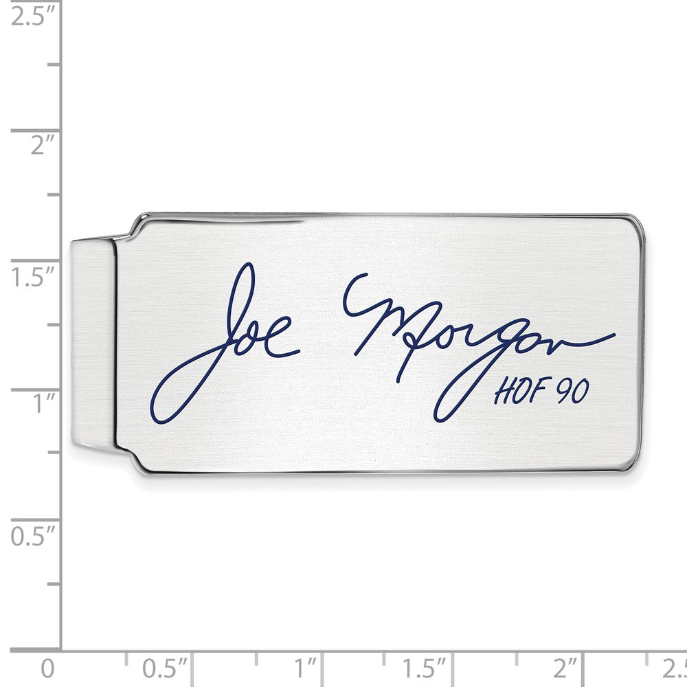Alternate view of the Sterling Silver Joe Morgan Hall of Fame Epoxy Signature Money Clip by The Black Bow Jewelry Co.