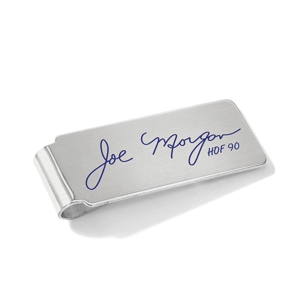 Alternate view of the Sterling Silver Joe Morgan Hall of Fame Epoxy Signature Money Clip by The Black Bow Jewelry Co.
