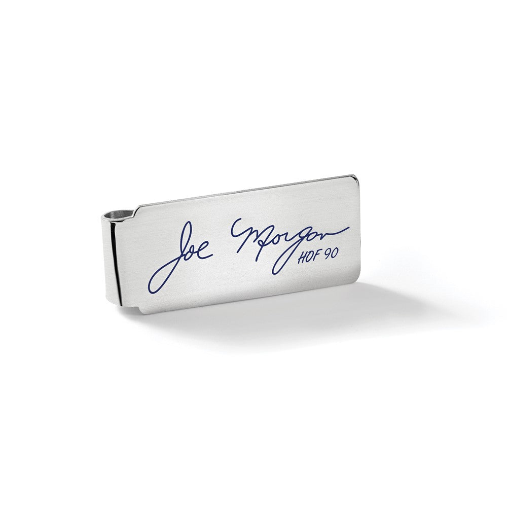 Alternate view of the Sterling Silver Joe Morgan Hall of Fame Epoxy Signature Money Clip by The Black Bow Jewelry Co.