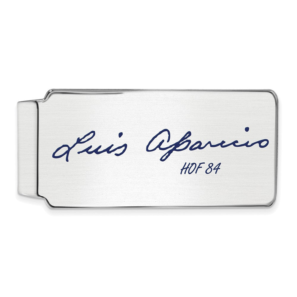Sterling Silver Luis Aparicio Hall of Fame Epoxy Signature Money Clip, Item M11743 by The Black Bow Jewelry Co.