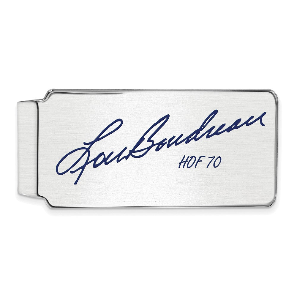 Sterling Silver Lou Boudreau Hall of Fame Epoxy Signature Money Clip, Item M11744 by The Black Bow Jewelry Co.