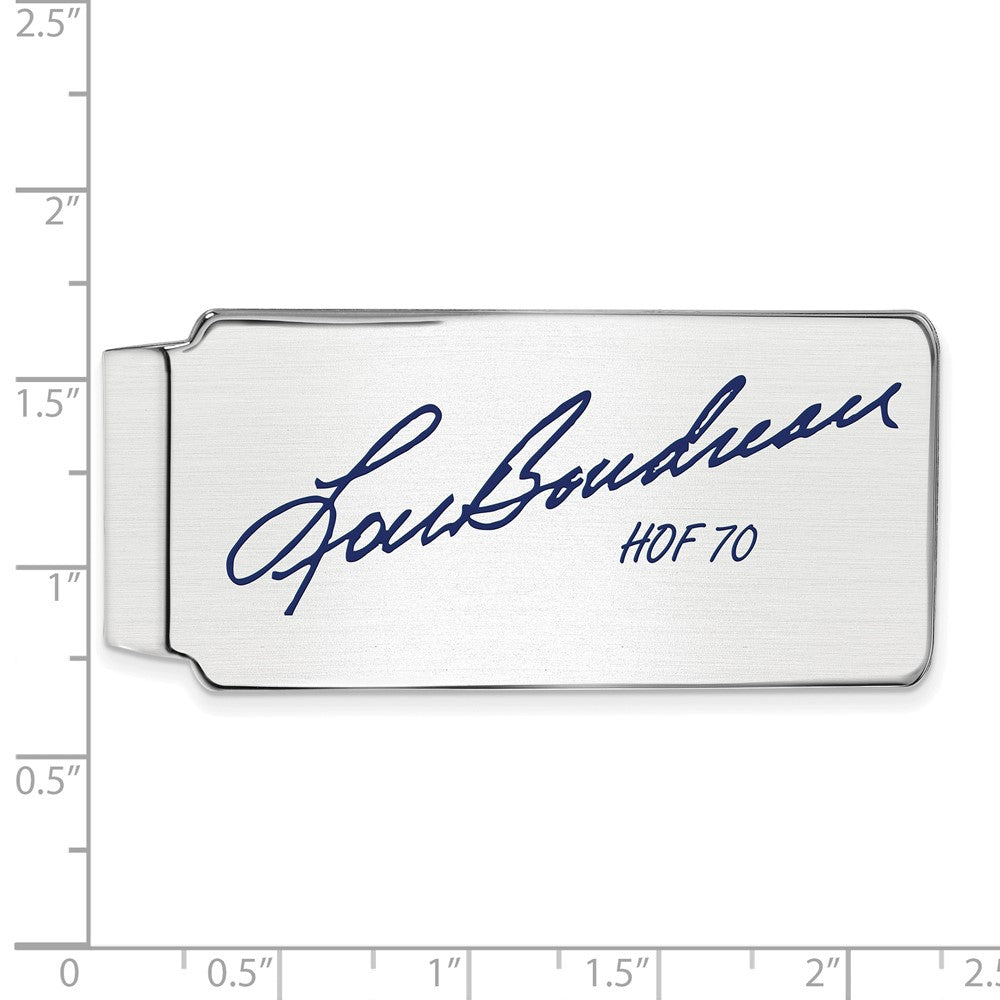 Alternate view of the Sterling Silver Lou Boudreau Hall of Fame Epoxy Signature Money Clip by The Black Bow Jewelry Co.