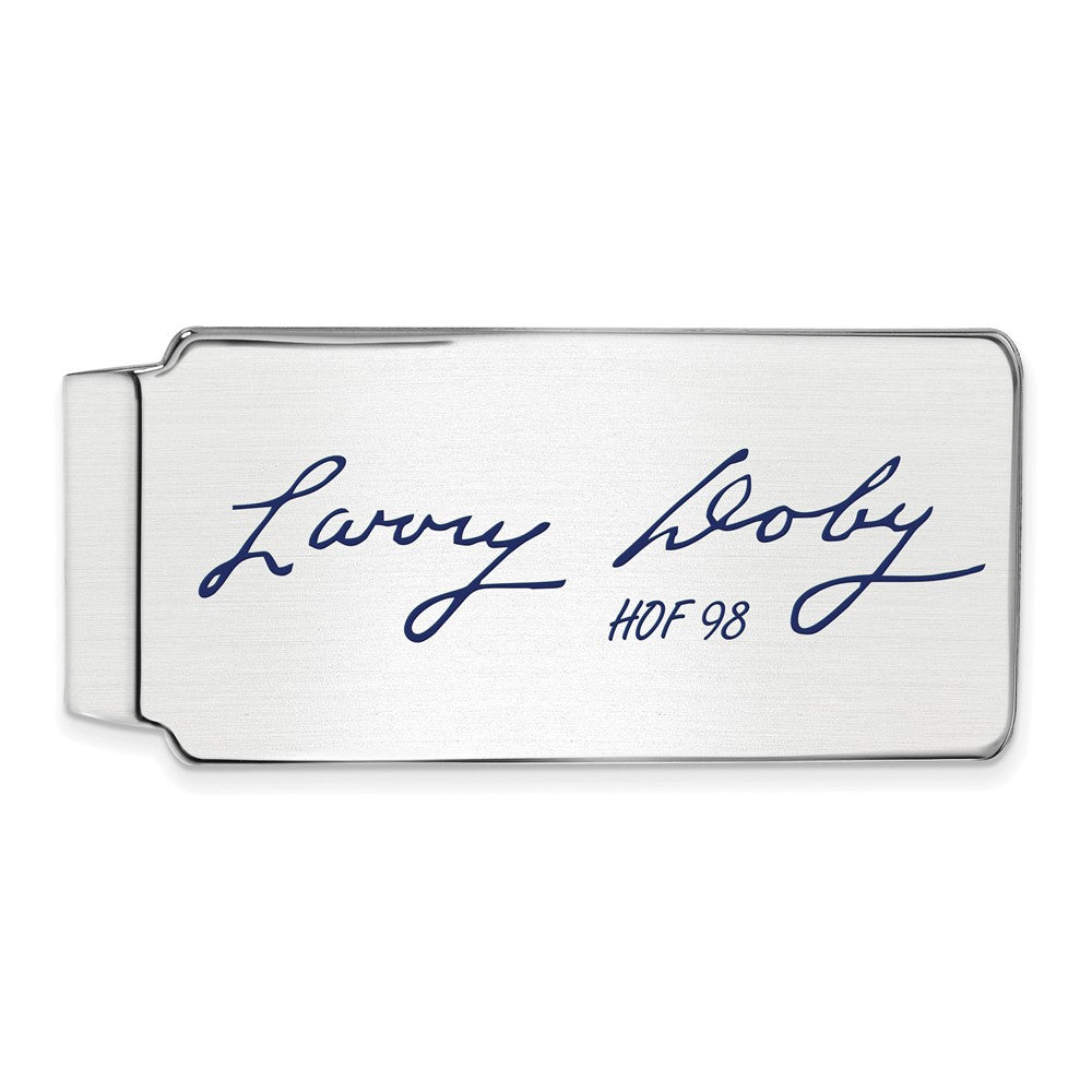 Sterling Silver Larry Doby Hall of Fame Epoxy Signature Money Clip, Item M11745 by The Black Bow Jewelry Co.
