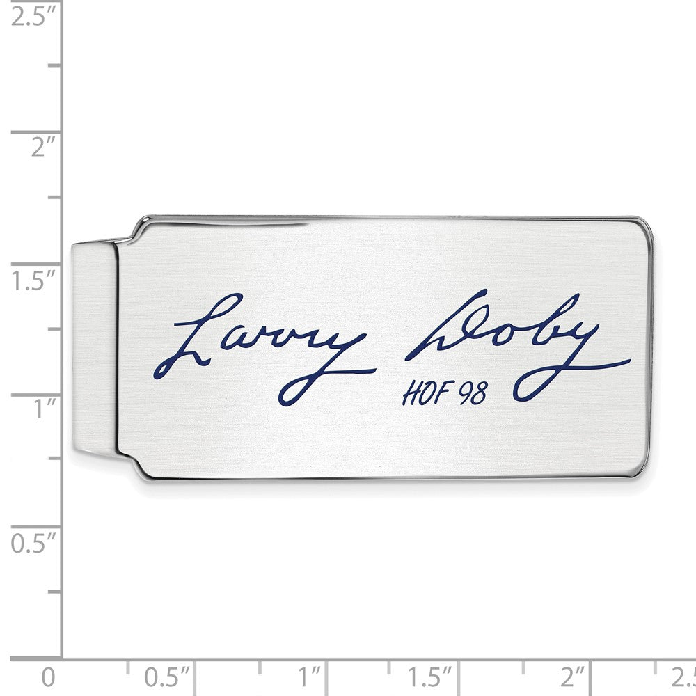 Alternate view of the Sterling Silver Larry Doby Hall of Fame Epoxy Signature Money Clip by The Black Bow Jewelry Co.