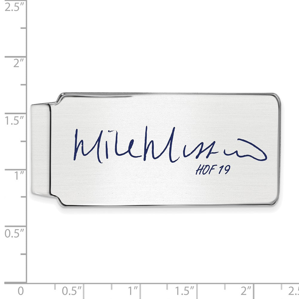 Alternate view of the Sterling Silver Mike Mussina Hall of Fame Epoxy Signature Money Clip by The Black Bow Jewelry Co.