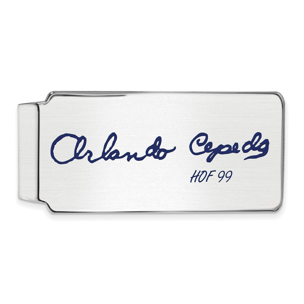 Sterling Silver Orlando Cepeda Hall of Fame Epoxy Signature Money Clip, Item M11750 by The Black Bow Jewelry Co.
