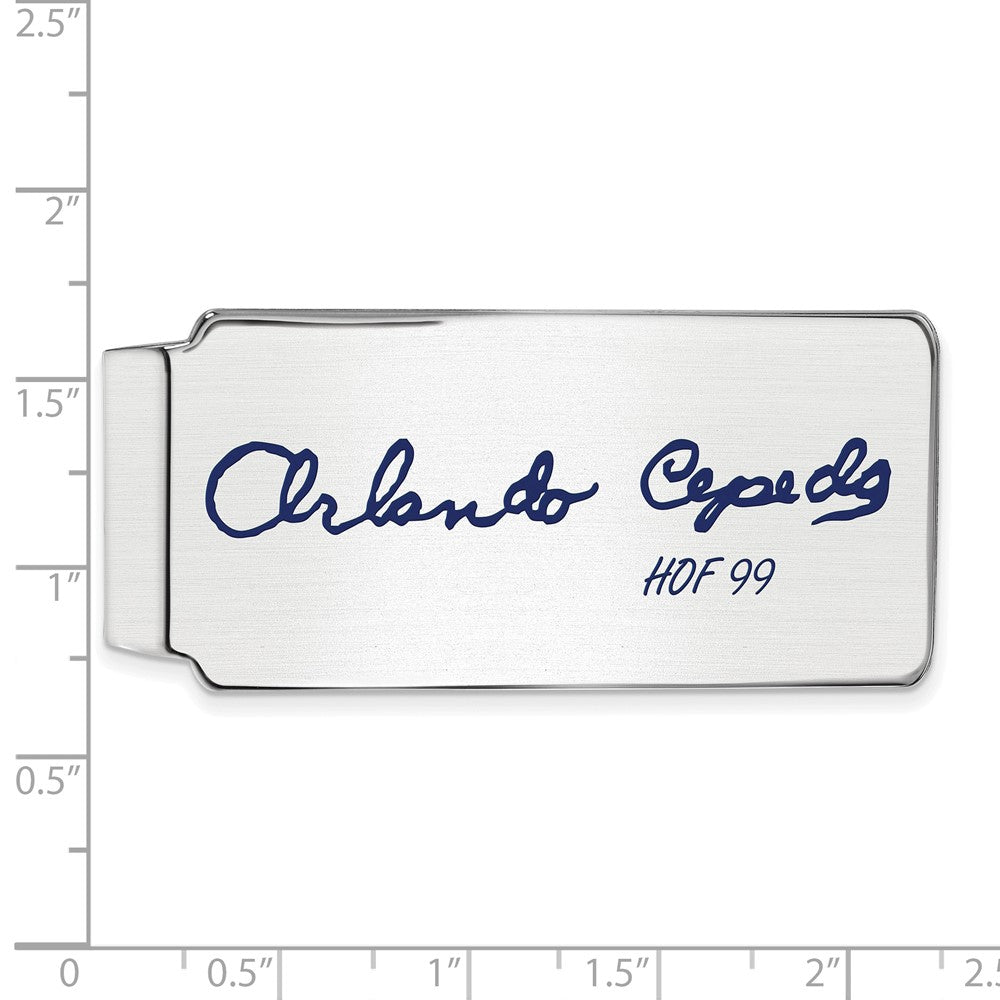 Alternate view of the Sterling Silver Orlando Cepeda Hall of Fame Epoxy Signature Money Clip by The Black Bow Jewelry Co.