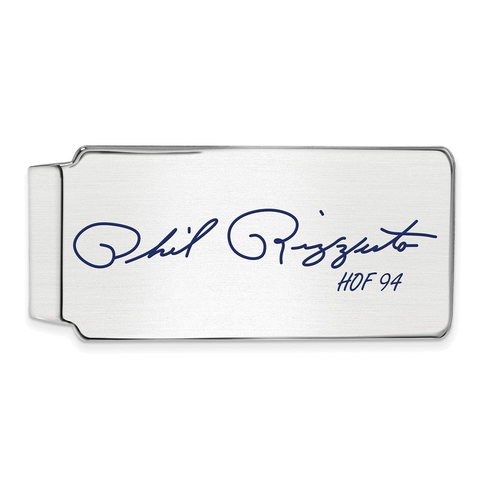 Sterling Silver Phil Rizzuto Hall of Fame Epoxy Signature Money Clip, Item M11753 by The Black Bow Jewelry Co.