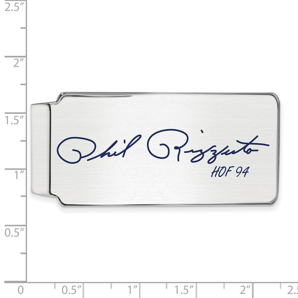 Alternate view of the Sterling Silver Phil Rizzuto Hall of Fame Epoxy Signature Money Clip by The Black Bow Jewelry Co.
