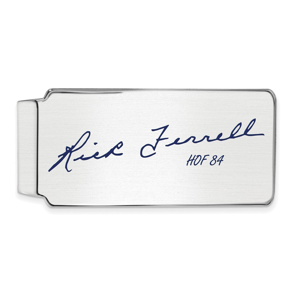 Sterling Silver Rick Ferrell Hall of Fame Epoxy Signature Money Clip, Item M11757 by The Black Bow Jewelry Co.