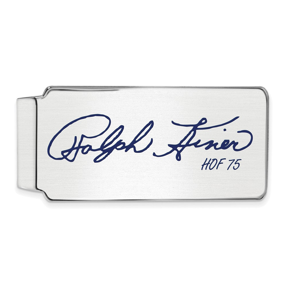 Sterling Silver Ralph Kiner Hall of Fame Epoxy Signature Money Clip, Item M11760 by The Black Bow Jewelry Co.