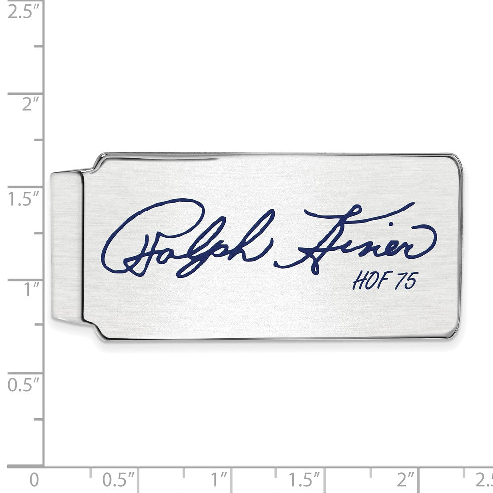 Alternate view of the Sterling Silver Ralph Kiner Hall of Fame Epoxy Signature Money Clip by The Black Bow Jewelry Co.
